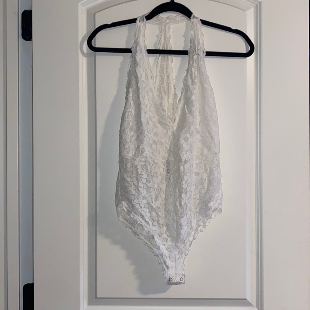 Free People white lace body suit size medium